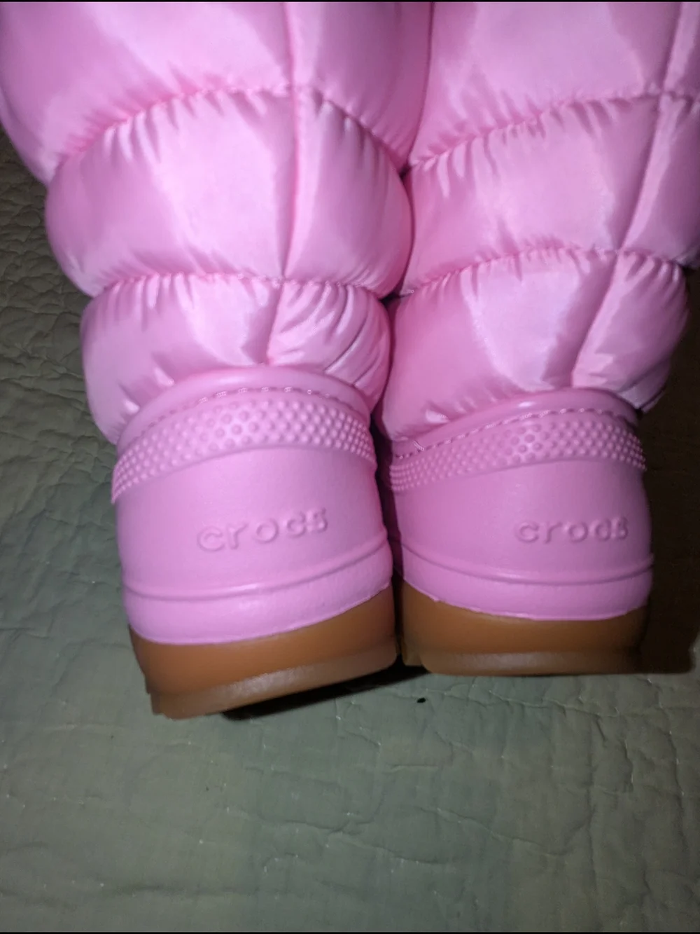CROCS Kids Pink Quilted Fleece-Lined Winter Boots